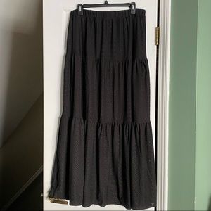 LuLaRoe Black Poppy Tiered Maxi Skirt with Eyelet Detail